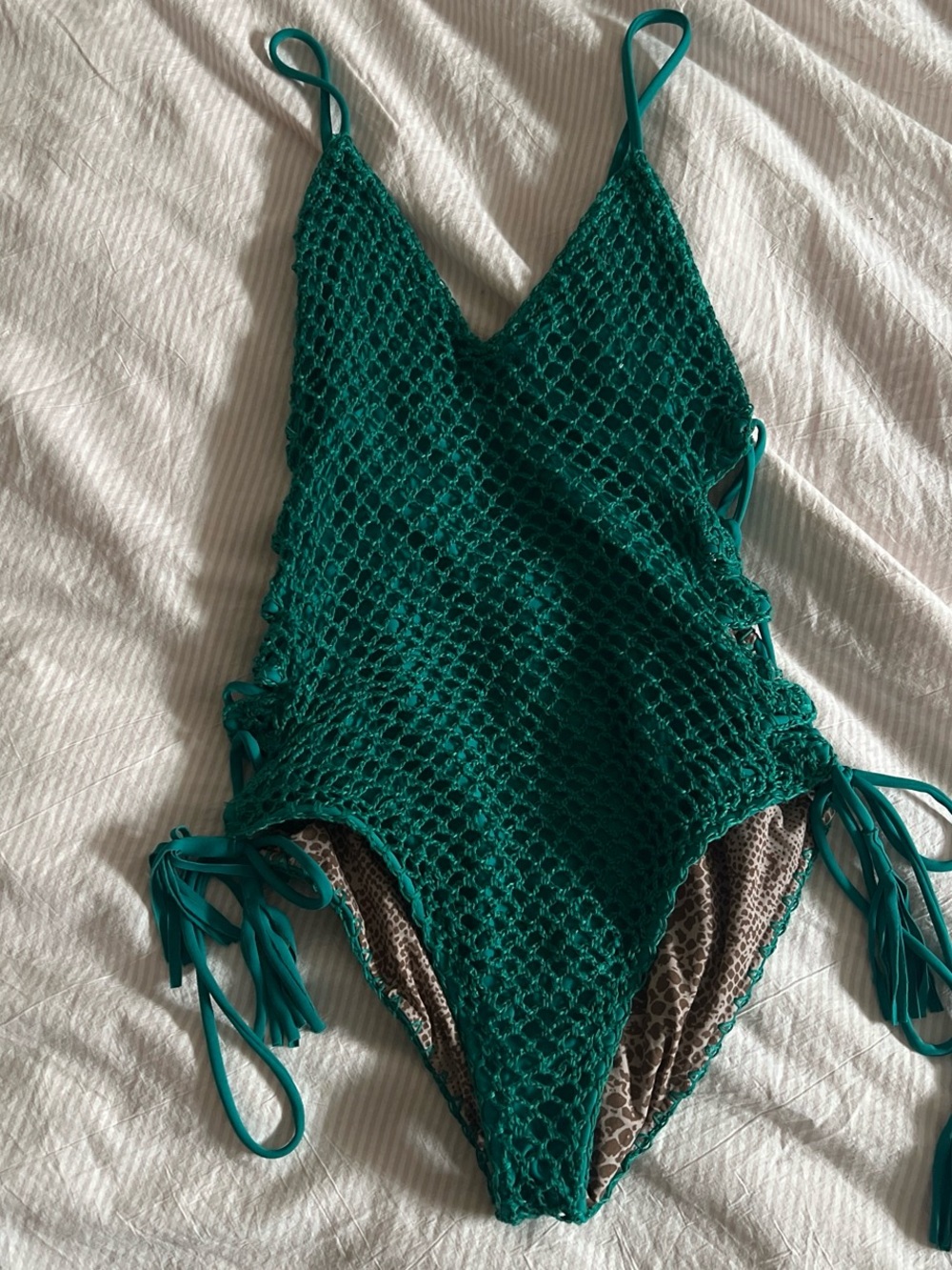 Acacia Teal Crochet One-Piece Swimsuit